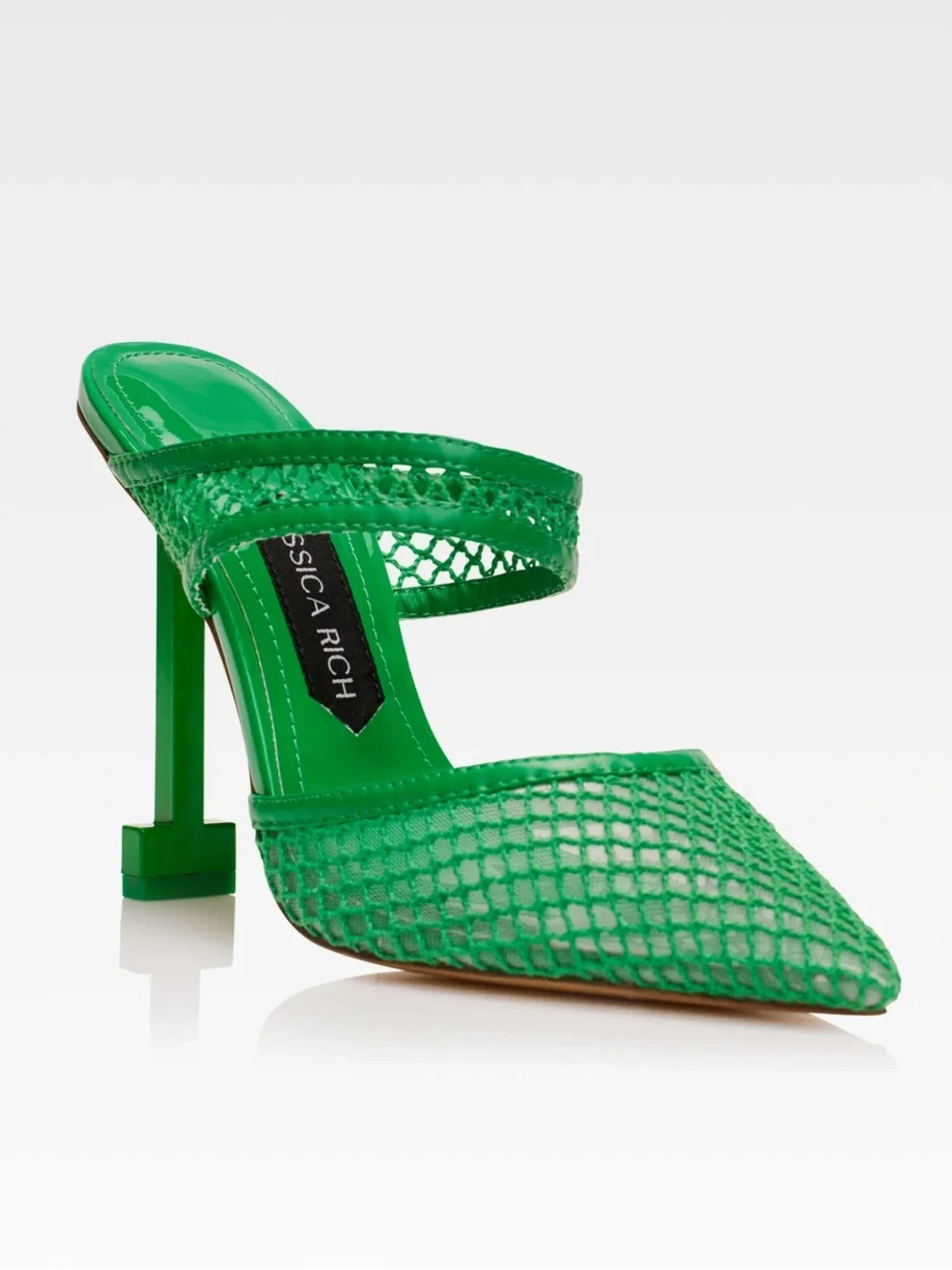 Jessica Rich Bright Green Fishnet 4” Stiletto Pointed Toe Heels NWOB EU41 US 10